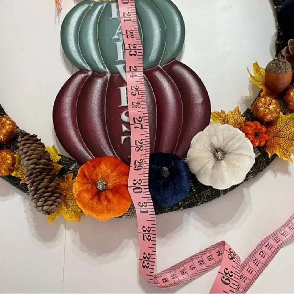 Happy Harvest Pumpkin Wreath Fall Autumn Decor 18